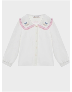 Рубашка с рюшей, белая Monnalisa