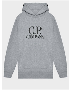 Толстовка-худи с логотипом, светло-серая C.p. company