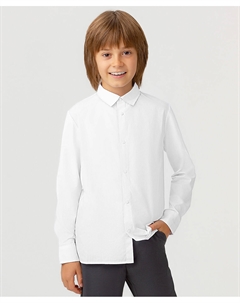 Рубашка трикотажная на кнопках для мальчика белая Button blue