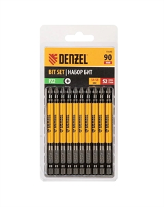 Набор бит 11645, PZ2х90, сталь S2, круглый профиль, 10 шт Denzel