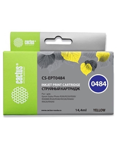 Картридж струйный Cactus CS-EPT0484 (C13T048440), желтый, совместимый, 14.4 мл, для Epson Stylus Photo R200 / R220 / R300 / R320 / R340 / RX500 / RX600 / RX620 / RX640
