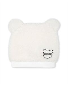 Шапка из искусственной овчины с логотипом-аппликацией, белый Moschino kids