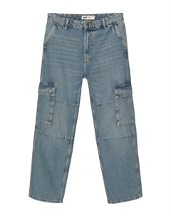 Джинсы-карго свободного кроя, синий деним Pull & bear