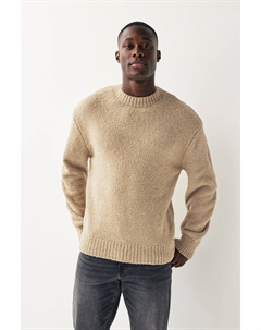 Свитер свободной вязки букле с круглым вырезом, бежевый Next