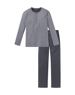 Мужская пижама с воротником-стойкой и завязками, цвет Blau Anthrazit Schiesser