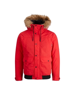 Куртка-бомбер утепленная с капюшоном Winner красный Laredoute