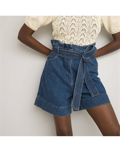 Шорты paperbag из денима синий La redoute collections