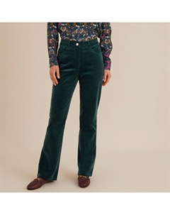 Брюки из бархата в стиле буткат зеленый Laredoute