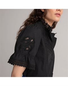 Рубашка с воротником-стойкой и короткими рукавами черный Laredoute