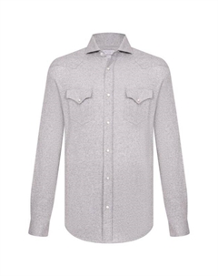 Рубашка изо льна и хлопка Brunello cucinelli