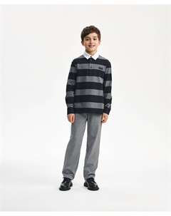 Поло с длинным рукавом в полоску для мальчика Gulliver