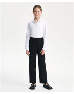 Брюки для девочки школьные прямые черные Gulliver