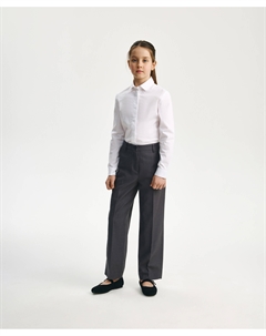 Брюки для девочки школьные прямые серые Gulliver