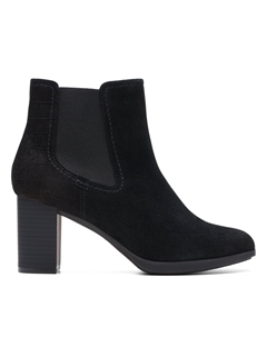 Ботильоны женские замшевые на блочном каблуке, черный Clarks