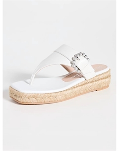 Сандалии-эспадрильи с жемчужной пряжкой белого цвета Stuart weitzman