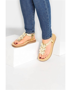 Сандалии с бабочками очень широкого кроя Diamante, цвет metallic gold Yours