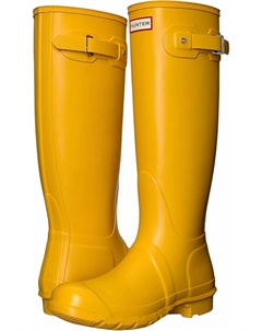 Оригинальные женские высокие резиновые сапоги желтого цвета Hunter