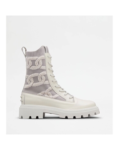 Ботинки Kate Combat из ткани и кожи, белый Tod's