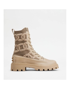 Ботинки Kate Combat из ткани и кожи, бежевый Tod's