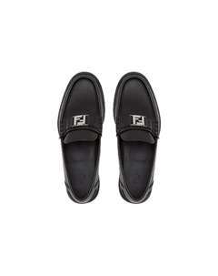 Мокасины кожаные с квадратными пластинами, черный Fendi