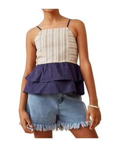 Полосатый цветной топ с баской в ​​разноцветных тонах, цвет multi Hayden la