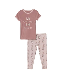 Пижамный комплект из 2 предметов для девочек «Танцы в моих мечтах» в цвете Baby Rose Ballet Kickee