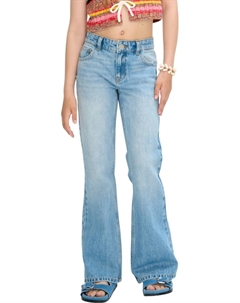 Классические брюки-клеш с заниженной талией для девочек в цвете деним-синий Les coyotes de paris