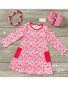 Милое платье для девочки с леопардовым принтом - длинный рукав с леопардовым принтом Pete + lucy