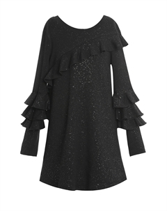 Платье-футляр с длинными рукавами и оборками для больших девочек, черный Truly me