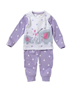 Пижамный комплект для девочек со слонами, фиолетовый Lullaby