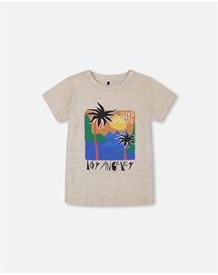 Футболка с графическим принтом из органического хлопка, светло-серая, мерцающая, цвет light gray shimmer Deux par deux