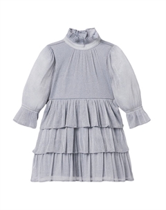 Платье Sparkle Mesh Ruffle, серебряный Janie and jack