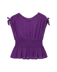 Привычный собранный тканый топ, фиолетовый Habitual