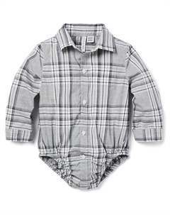 Боди из поплина «Джени и Джек» в клетку, серый Janie and jack