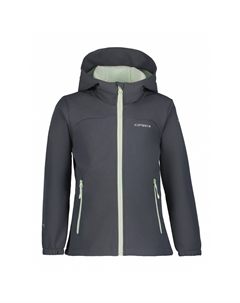 Куртка Softshell "SOFTSHELL JACKE KLEVE - для детей", с капюшоном, с модной надписью-логотипом, цвет Granite Icepeak