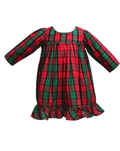 Рождественское платье в клетку для малышей и девочек в зеленую и красную клетку Cotton kids