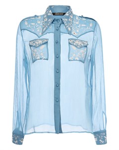 Шелковая прозрачная блуза с вышивкой Roberto cavalli