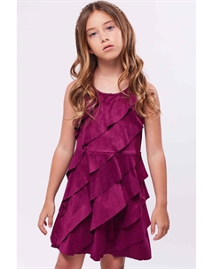 Асимметричное многоуровневое платье без рукавов из замши с оборками для девочек, фуксия Hannah banana