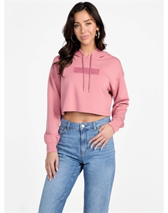 Укороченная толстовка с капюшоном Carly Logo, цвет vintage peony Guess factory