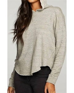 Толстовка с капюшоном из льняного французского трикотажа с длинными рукавами цвета серый меланж Chaser