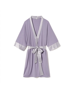 Халат из трикотажного полотна «Шала» с карманами и атласной отделкой лавандового цвета Pj harlow