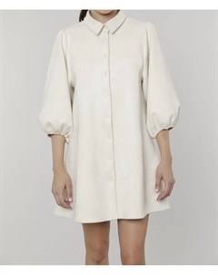 Кожаное платье Everywhere с рукавами-фонариками из кремовой замши Dolce cabo