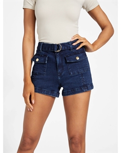 Шорты Sloane с высокой посадкой и поясом, цвет dark wash Guess factory