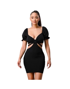 Платье-футляр Lux с вырезом сбоку и завязкой сзади, черный Fashnzfab