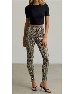 Леггинсы из искусственной кожи с рисунком животных с идеальным контролем в неоновом змеином цвете Commando