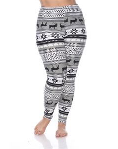 Леггинсы с принтом оленей - Plus в сером/белом цвете White mark