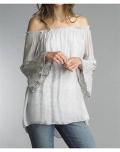 Джинсовая туника с вышивкой серого цвета Tempo paris