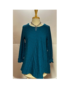 Водопадная трикотажная туника с косым подолом в цвете Tel Teal Habitat