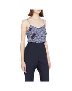 Шелковая майка с геометрическим узором в синем цвете Theory