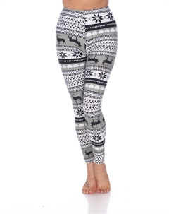 Леггинсы с принтом оленей в сером/белом цвете White mark